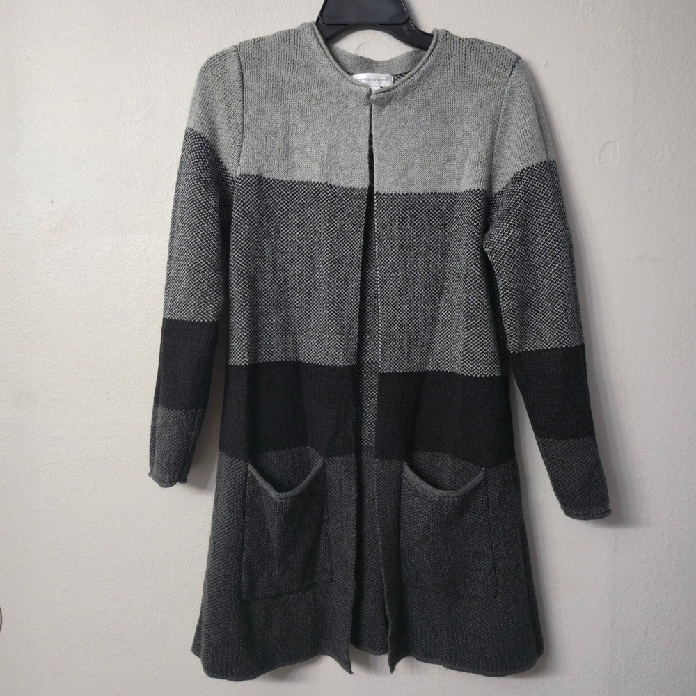 Christopher & Banks Gray Colorblock Longline Cardigan Sweater Small Hook Eye